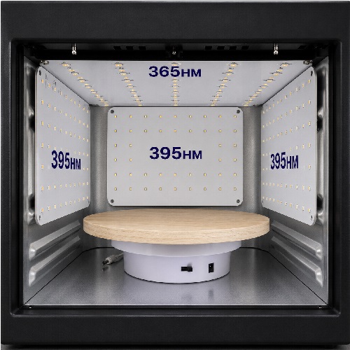Отверждение 3D-модели в УФ-боксе 400 Вт на вращающемся столе